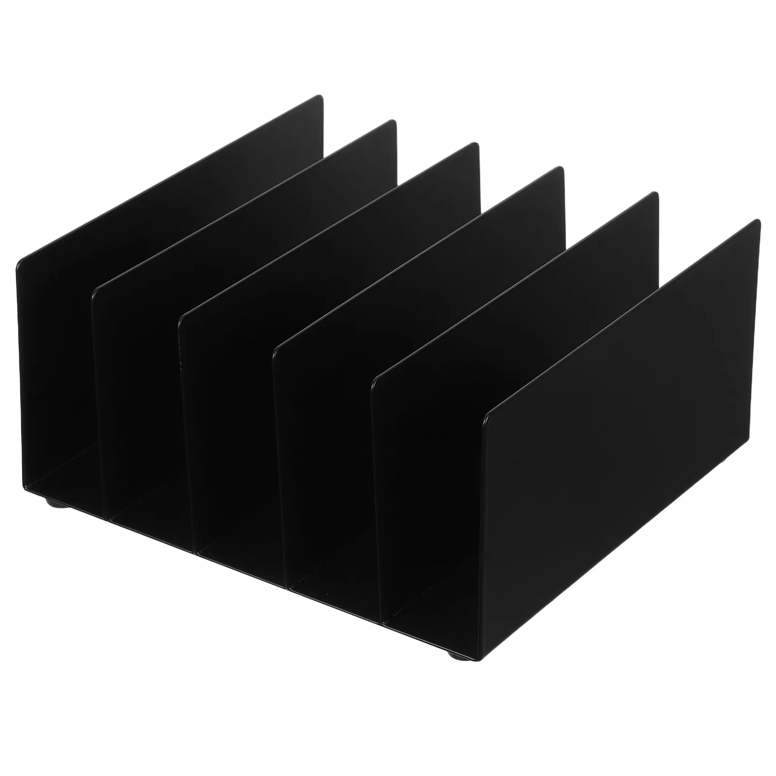 Sturdy Black Metal Mail Holder Desktop Organizer with Inclined Layers for Letters Envelopes Folders Document Sorting Desk Tidy
