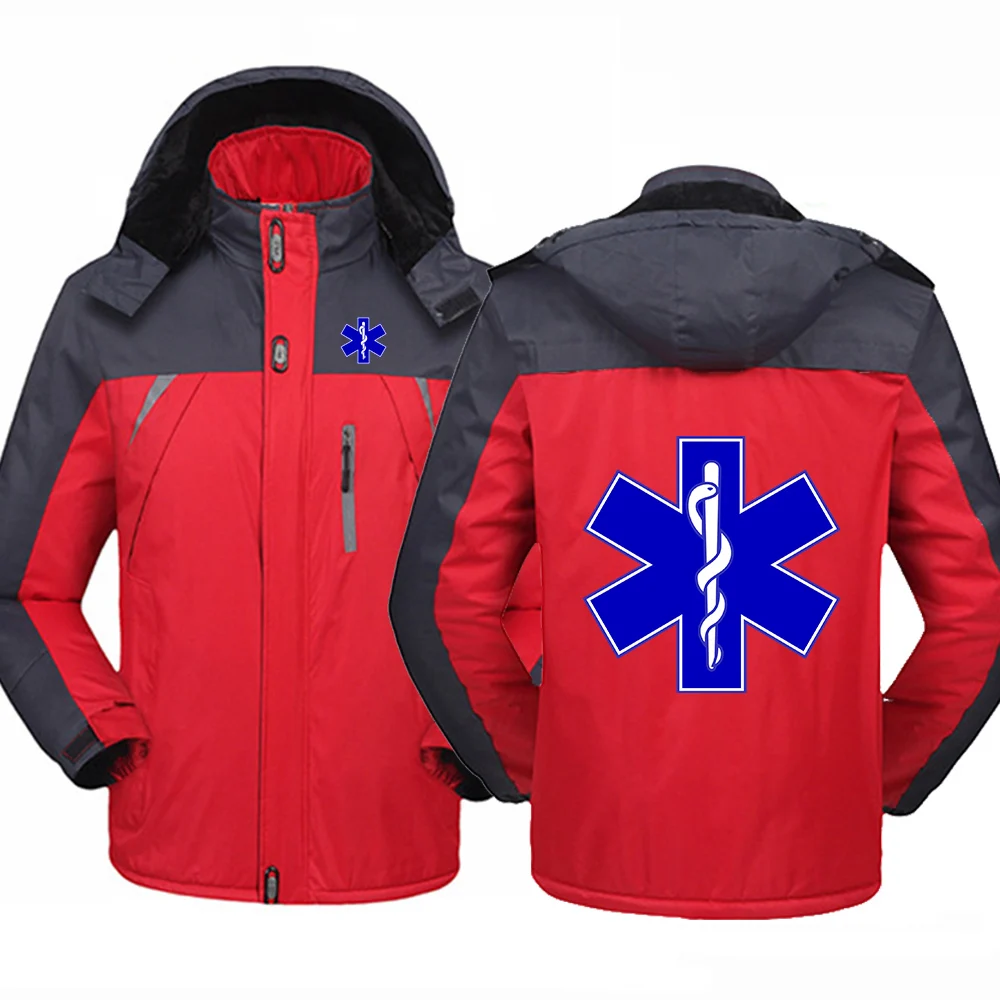 EMT Emergency Ambulance 2023 Men's New Winter Clothes Parkas Padded Jacket Keep Warmer Fleece Outwear Overcoats Waterproof Coats