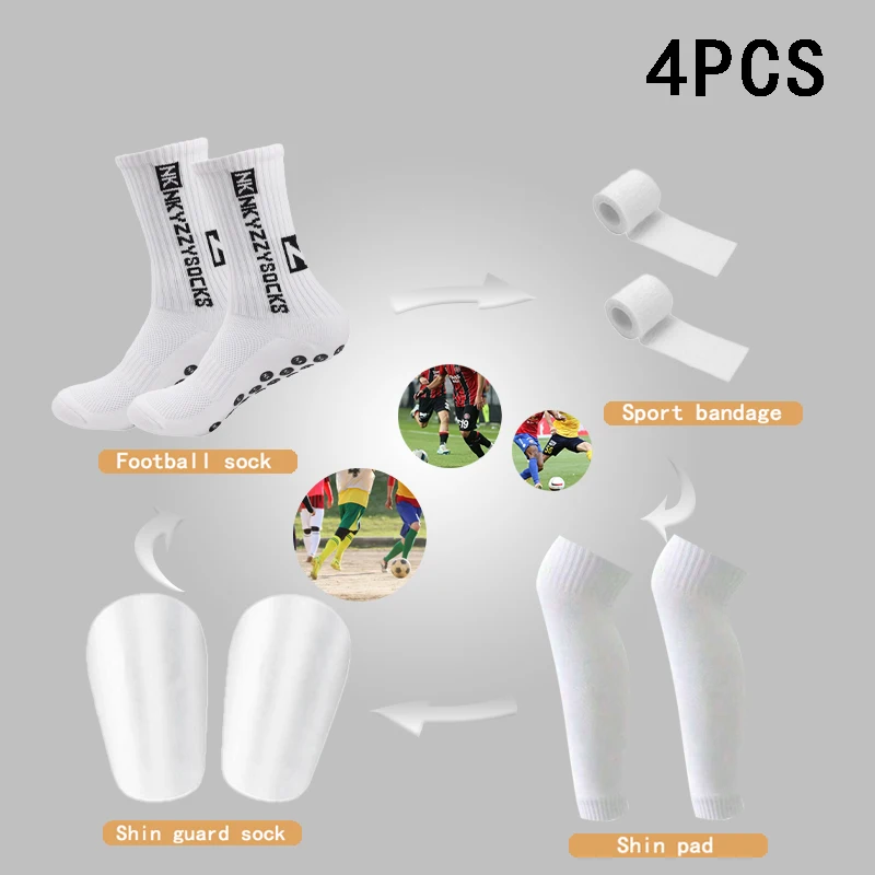 

4Pcs Mens Womens Heel Shield Pattern soccer Socks Sports Square Silicone Non-Slip Football Socks calcetines antideslizante