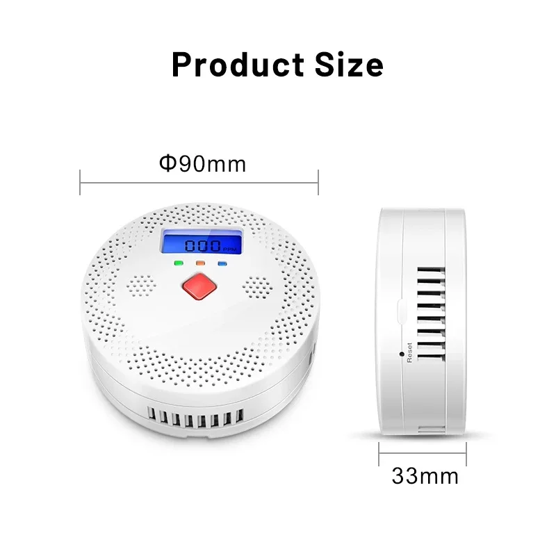 Tuya Wifi Rilevatore di monossido di carbonio Allarme sensore CO Allarme sonoro e luminoso intelligente Rilevatore display APP domestico