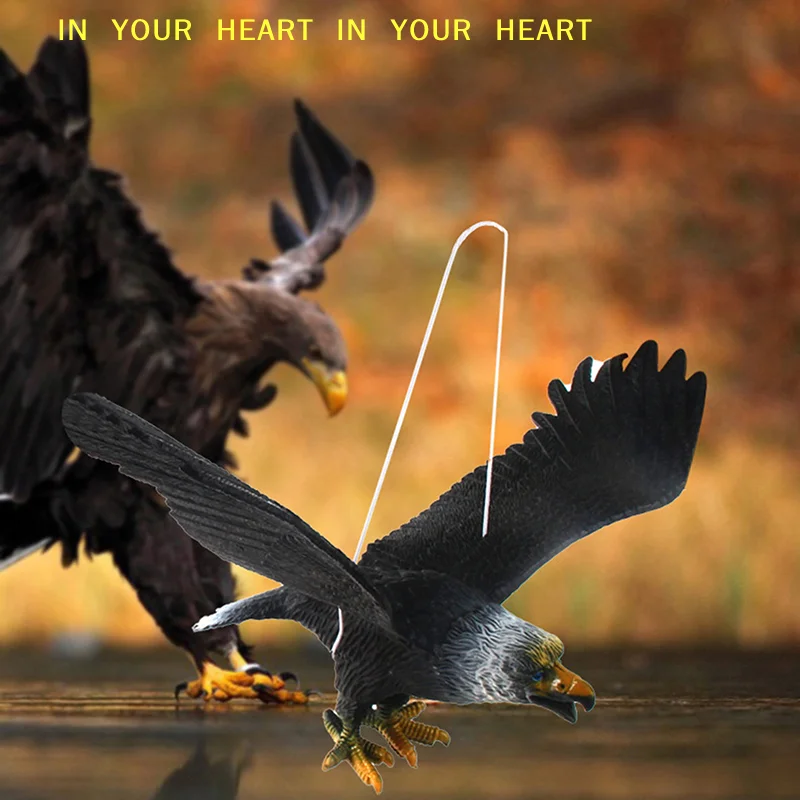 【X】1 Piece Outdoor Eagle Figurine Hanging Bird Deterrent Plastic Eagle Ornament Vivid Flying Bird Hawk Decoy Garden Scarecrow view 3
