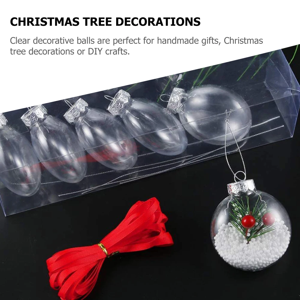 

20pcs Diy Hanging Flat Ball Decorations Transparent Christmas Tree Baubles Wear Resistant Ornament Xmas Party Supplies