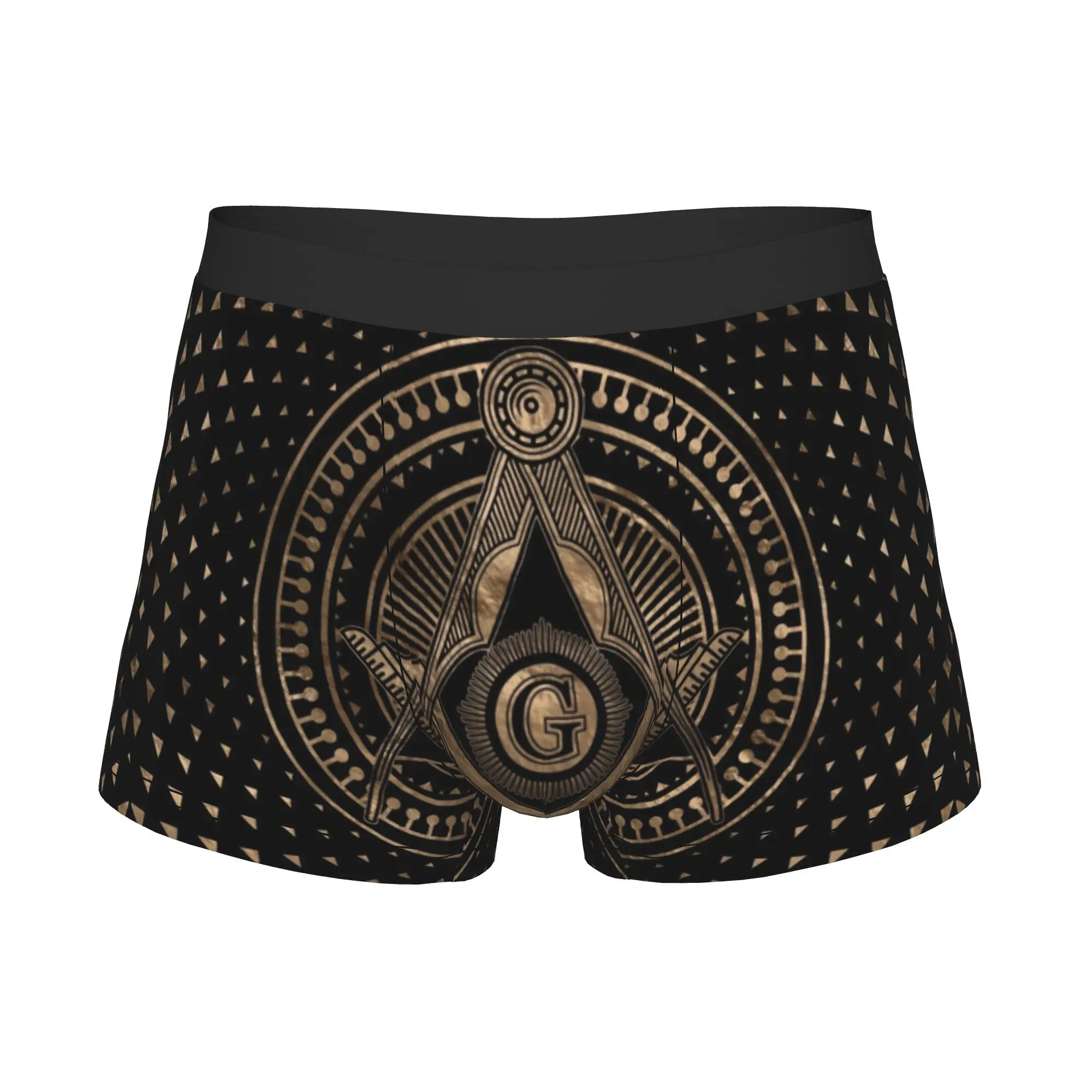 Freemasonry Symbol Square and Compasses Boxers Shorts Men Mason Briefs Underwear Fashion Underpants