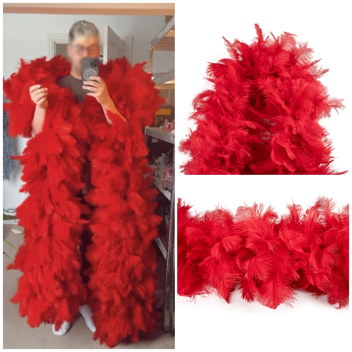 New! Whole Ostrich Feather Boas Strip Customized Big Plume Scarf Shawl for Wedding Party Dancing Show Photo Props Accessories