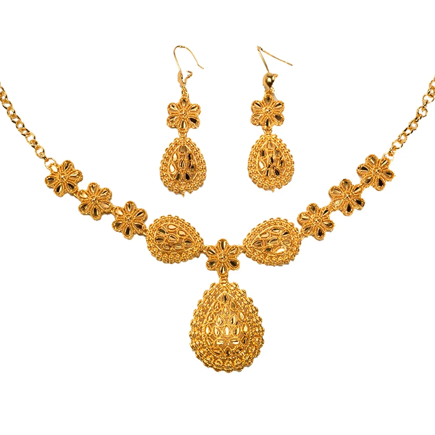 Bridal Necklace Earrings two-piece India Dubai Jewelry drop shaped sarcopenia jewelry setgift Giving gifts for friends