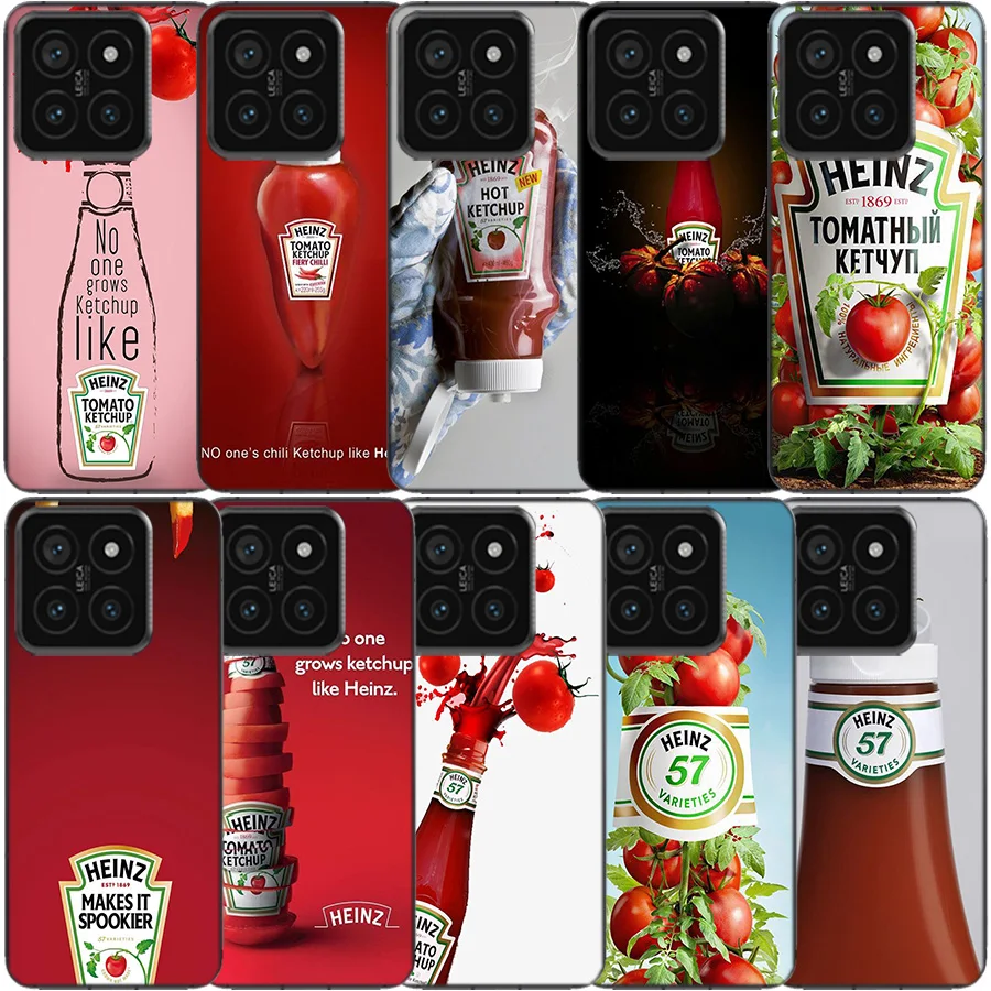 Cute Ins Heinz Tomato Ketchup Mustard Clear Phone Case For Xiaomi Mi 13 12 12T 11 11T 10 10T Pro 11i 9 9T 8 Lite CC9E A3 A2 TPU