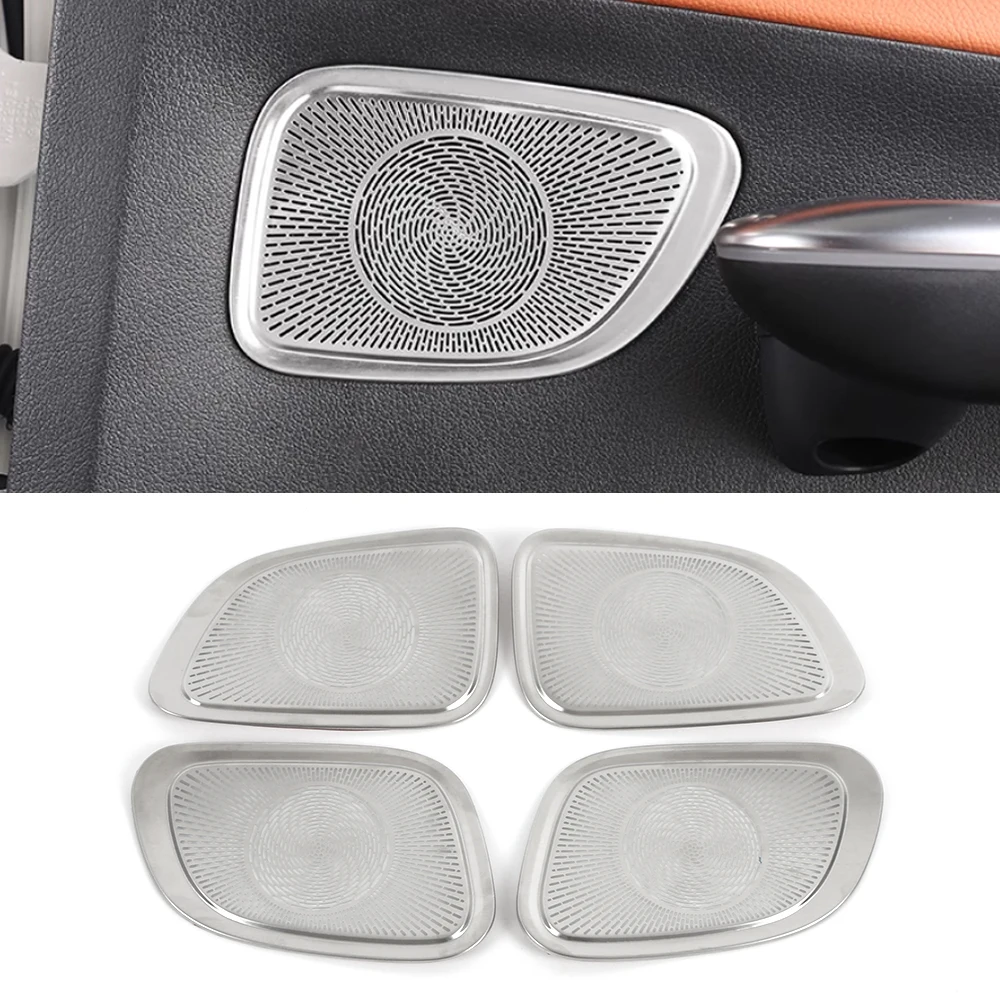 For Mercedes-Benz GLC X254 2023 2024 Car Audio Speaker Cover Loudspeaker Pad Trim Frame Sticker Interior Accessories Silver