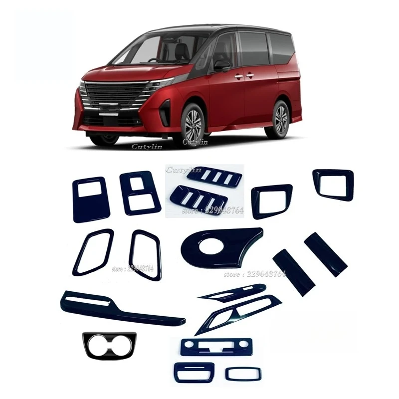 For Nissan SERENA C28 2023 2024 ABS Black Window Rise Switch Door Handle Bowl AC Vent Readlamp Cover Trim Interior Accessories