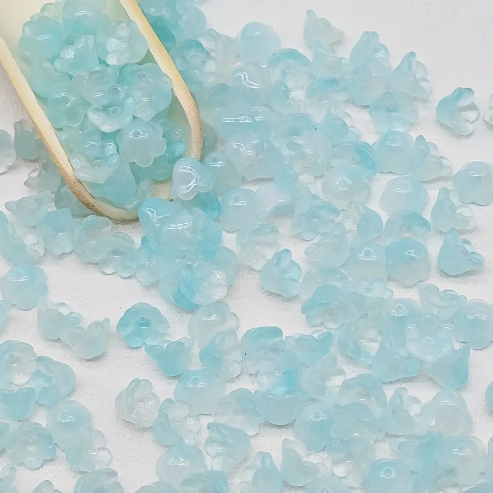 50 pièces/ensemble 7X12mm coloré clochette lampe perles accessoires perles de verre clochette perles de verre fleur colorée