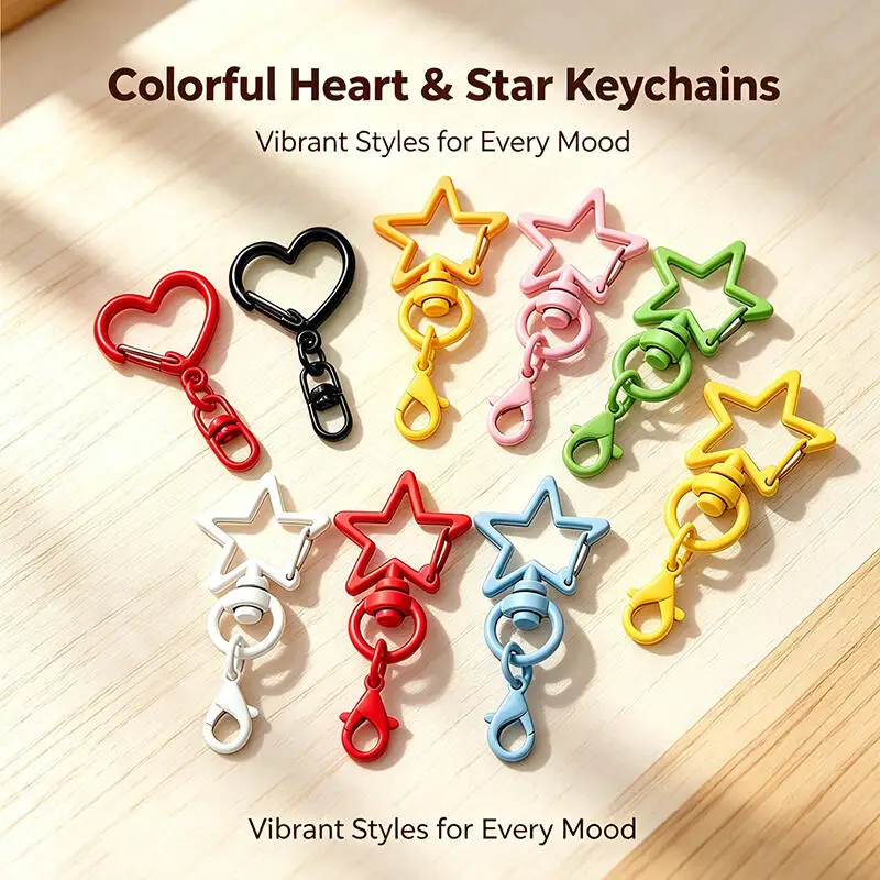 10-100Pcs Star Shaped Snap Keychain Lobster Claw Clasp with Hanging Buckles Jump Rings for DIY Crafts Jewelry Accessory Gift