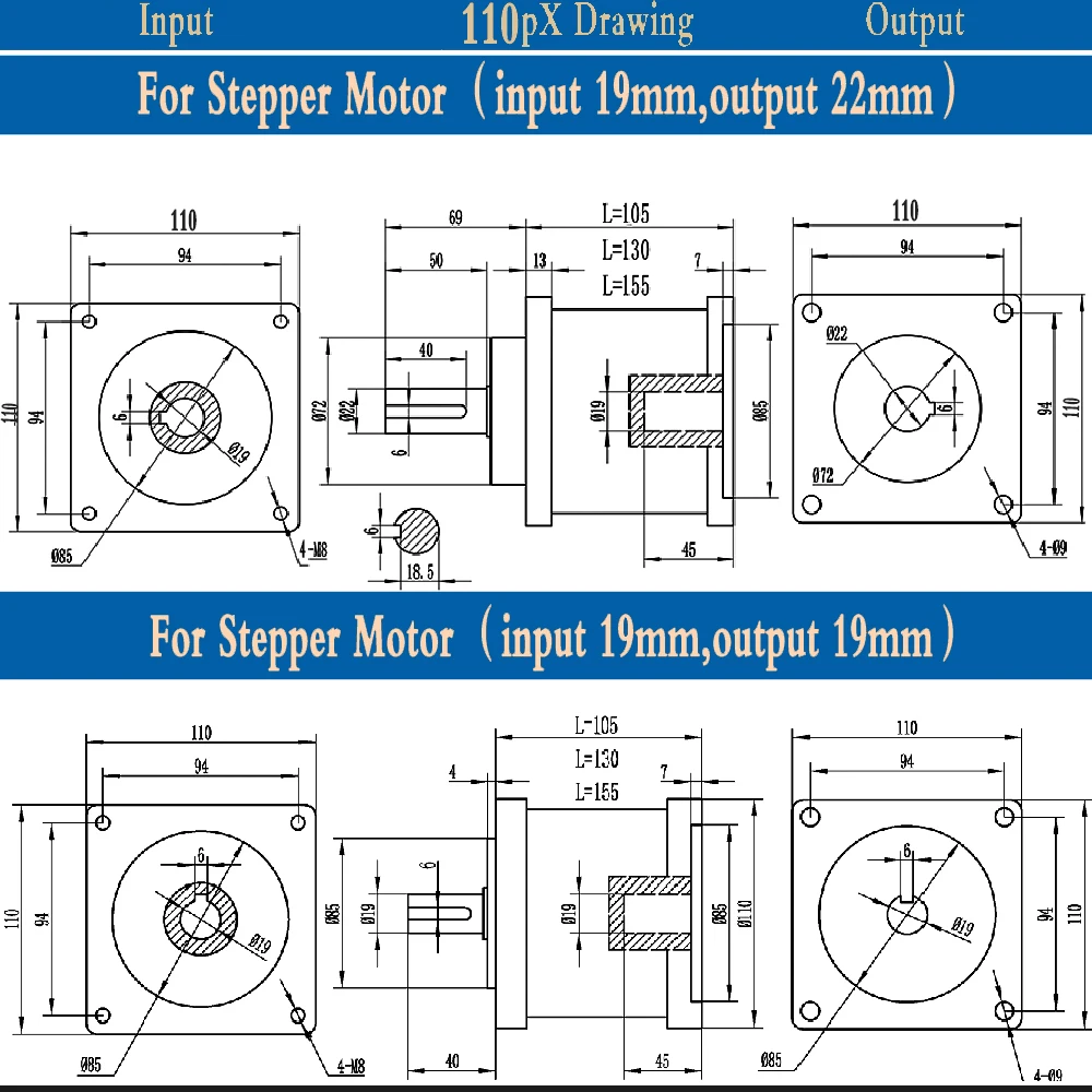 Nema42 110mm Planetary Gearbox Ratio 3-216:1 Speed Reducer 3000rpm Carbon Steel Gear Stepper Motor Servo Motor Step-down Gearbox