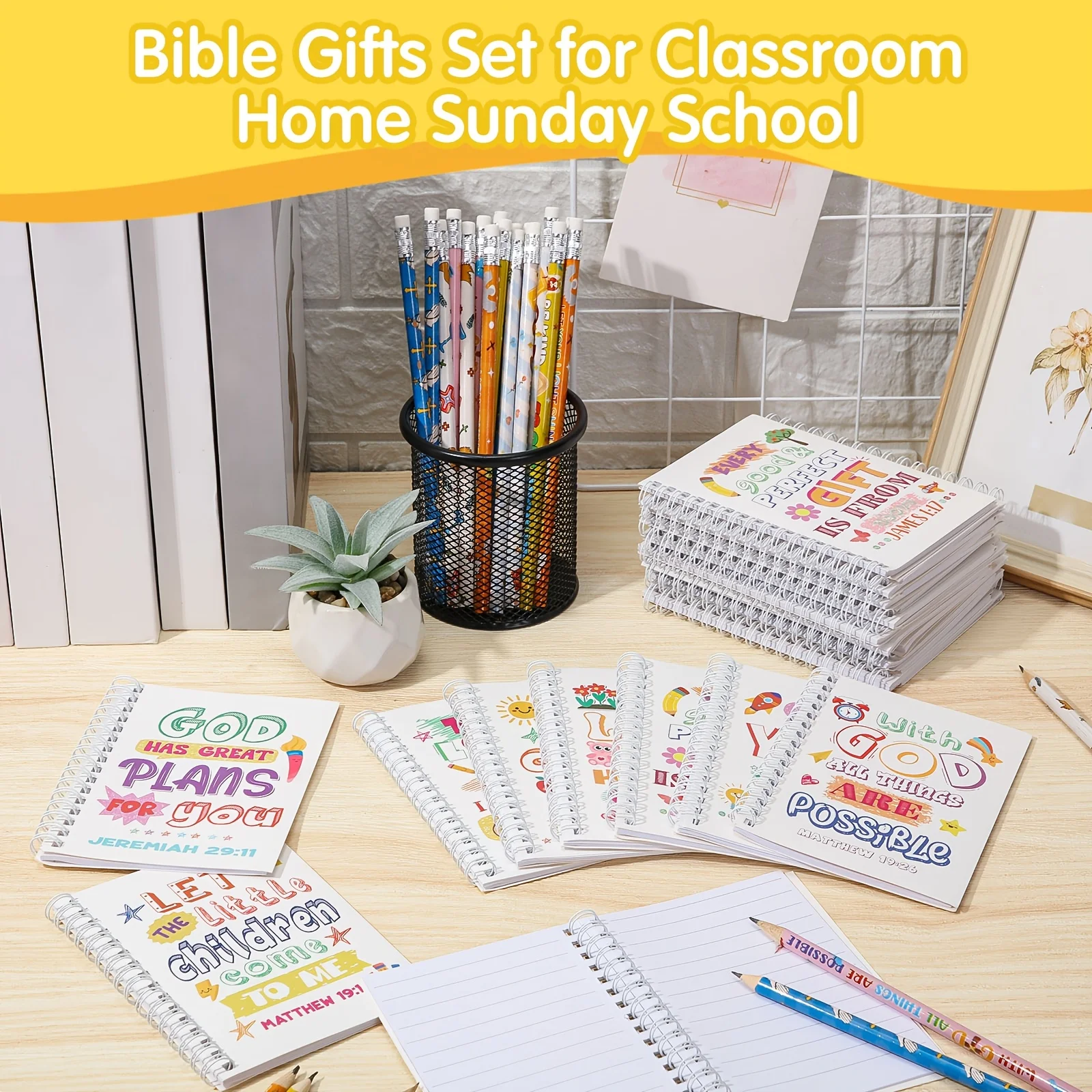 

Multi-item party favor packs Christmas Halloween 48pcs Include 24 Bible Verse Notepad 24 Pencils Christian Church Gifts s Classroom Award Religious Notebook Bible Pencils Prayer Pocket Sunday (Classic StyleWhite) LuxuryLounge