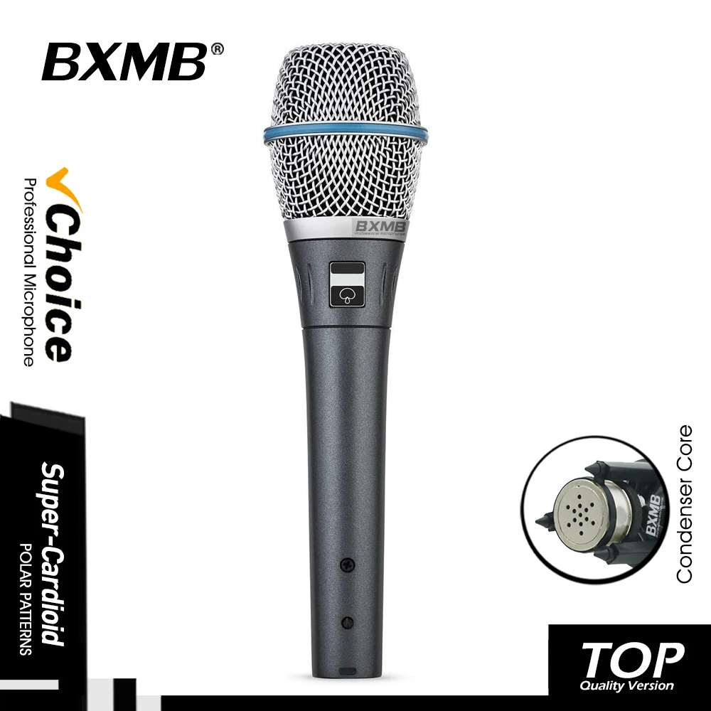 

Metal Professional Condenser Wired Microphone Super-Cardioid Mic For Live Vocals Performance Home Studio Recoding Karaoke Stage