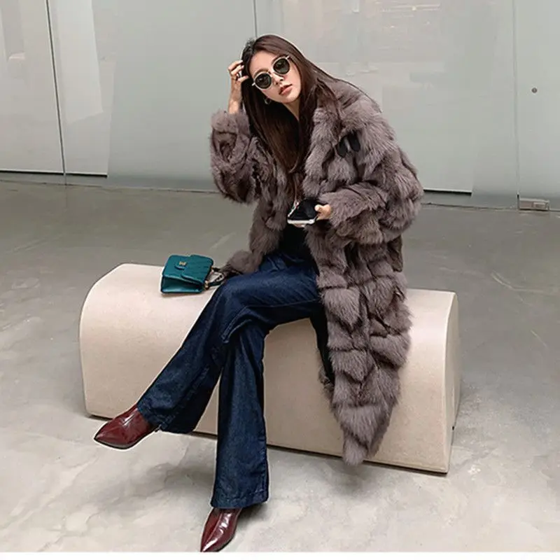 

Женское осенне-зимнее верхнее пальто, длинное искусственное меховое толстое теплое ретро простое повседневное дизайнерское модное продвинутое мягкое нишевое универсальное брендовое пальто