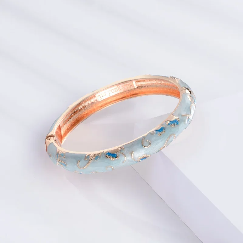Luxury 2/1 Pcs Flower Bracelet For Women Vintage Bohemian Cloisonne Women's Bangles Jewelry Gifts image 2