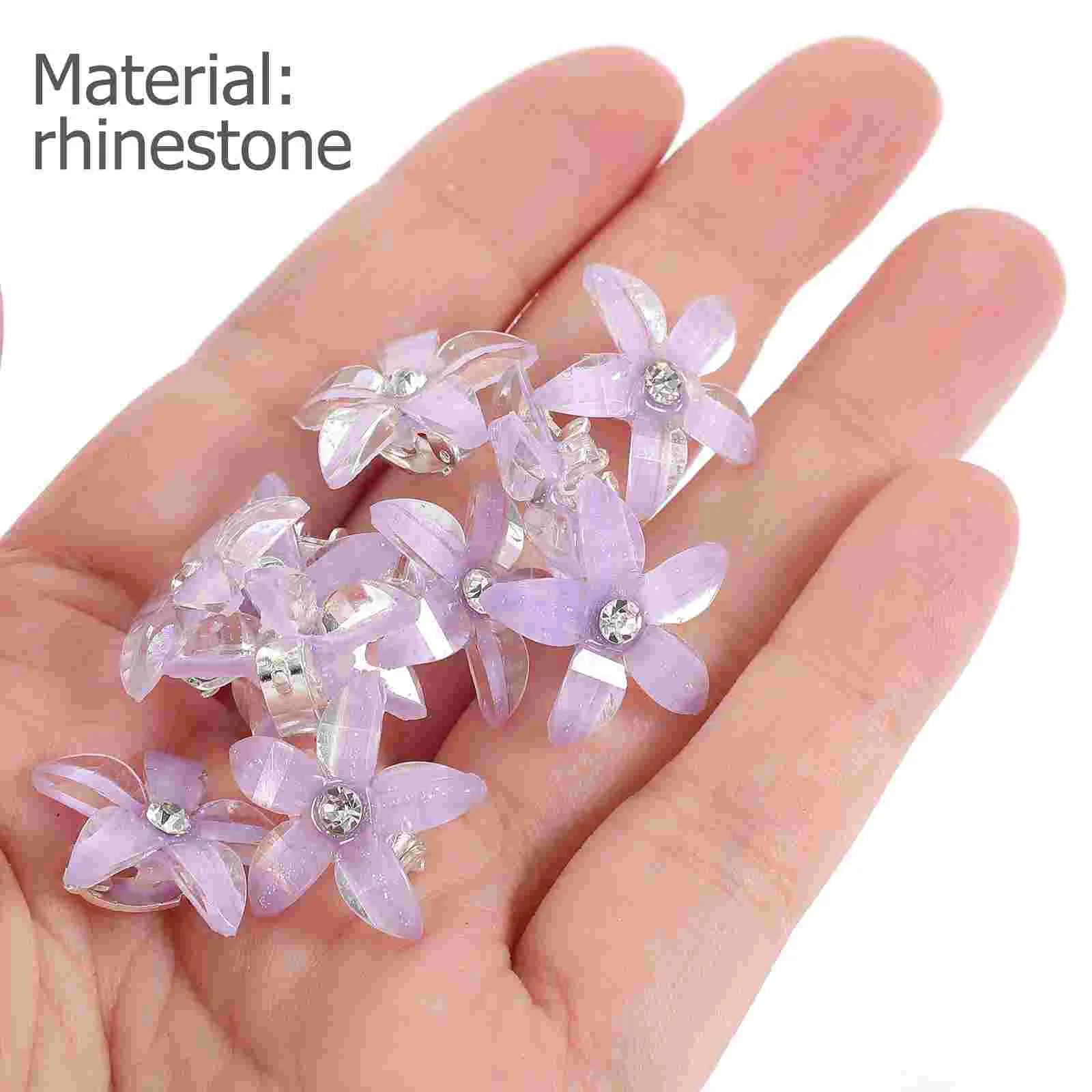 10 Pcs Pearl Claw Clips Children's Rhinestone Hair Bobby Pins Flower Mini Jaw Decor