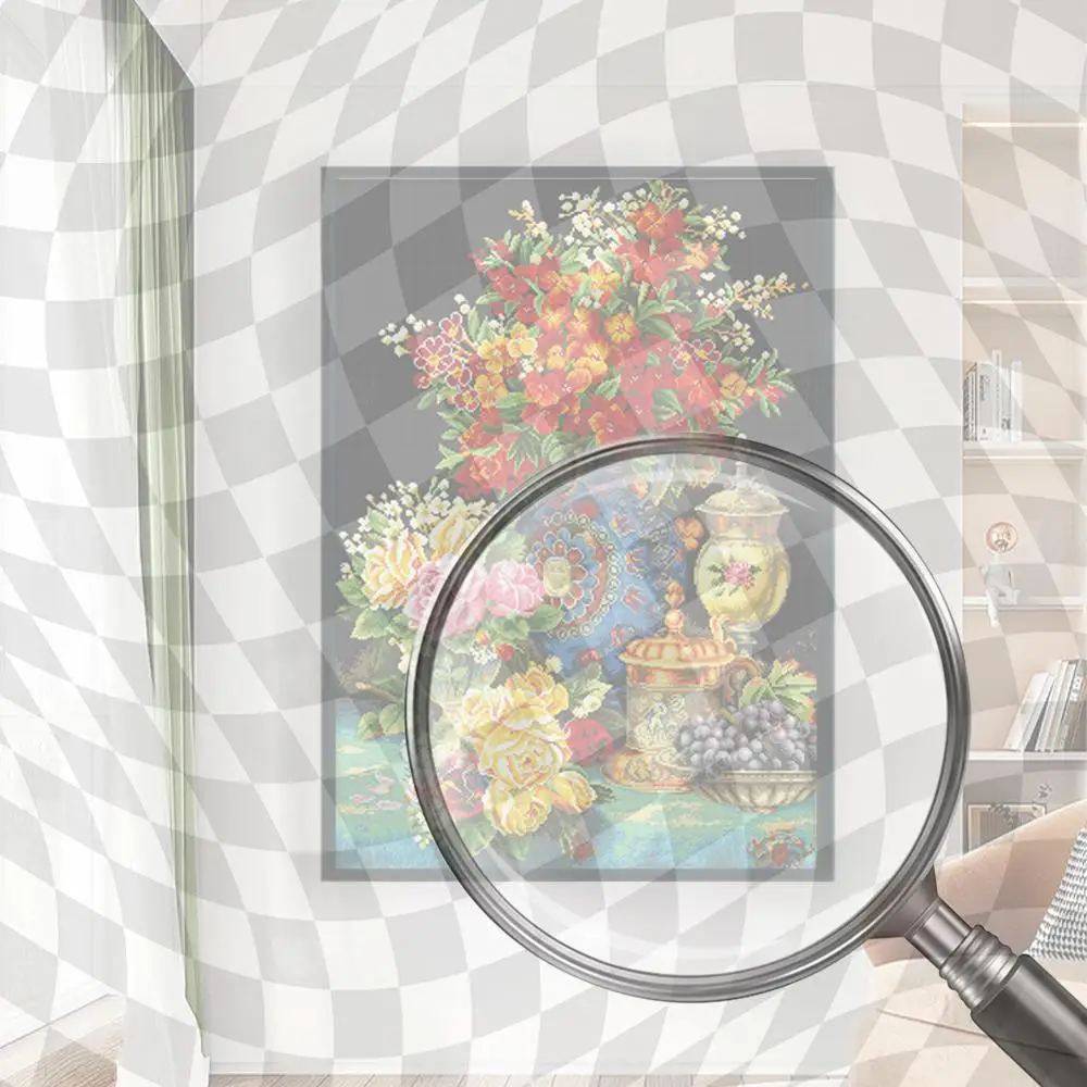 

Full Embroidery Egyptian Cotton 14CT Print Flowers Cross Stitch Kit 55x75cm