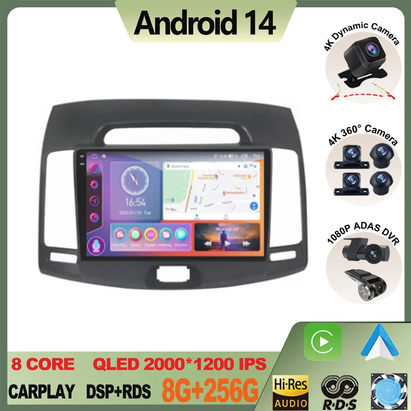 

For Hyundai Elantra 2006 - 2011 4G Car Multimedia Wireless CarPlay Android 14 Auto Radio GPS 2din autoradio