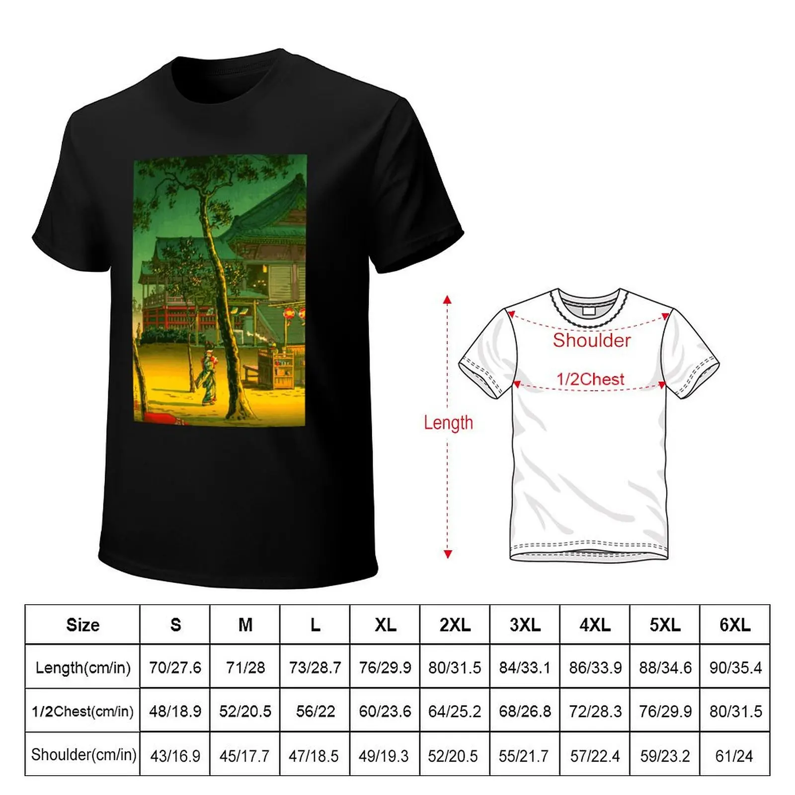 Tea Shop at Kiyomizu Temple - Tsuchiya Koitsu - Japanese Art T-Shirt Large Size Basic Casual T-Shirt
