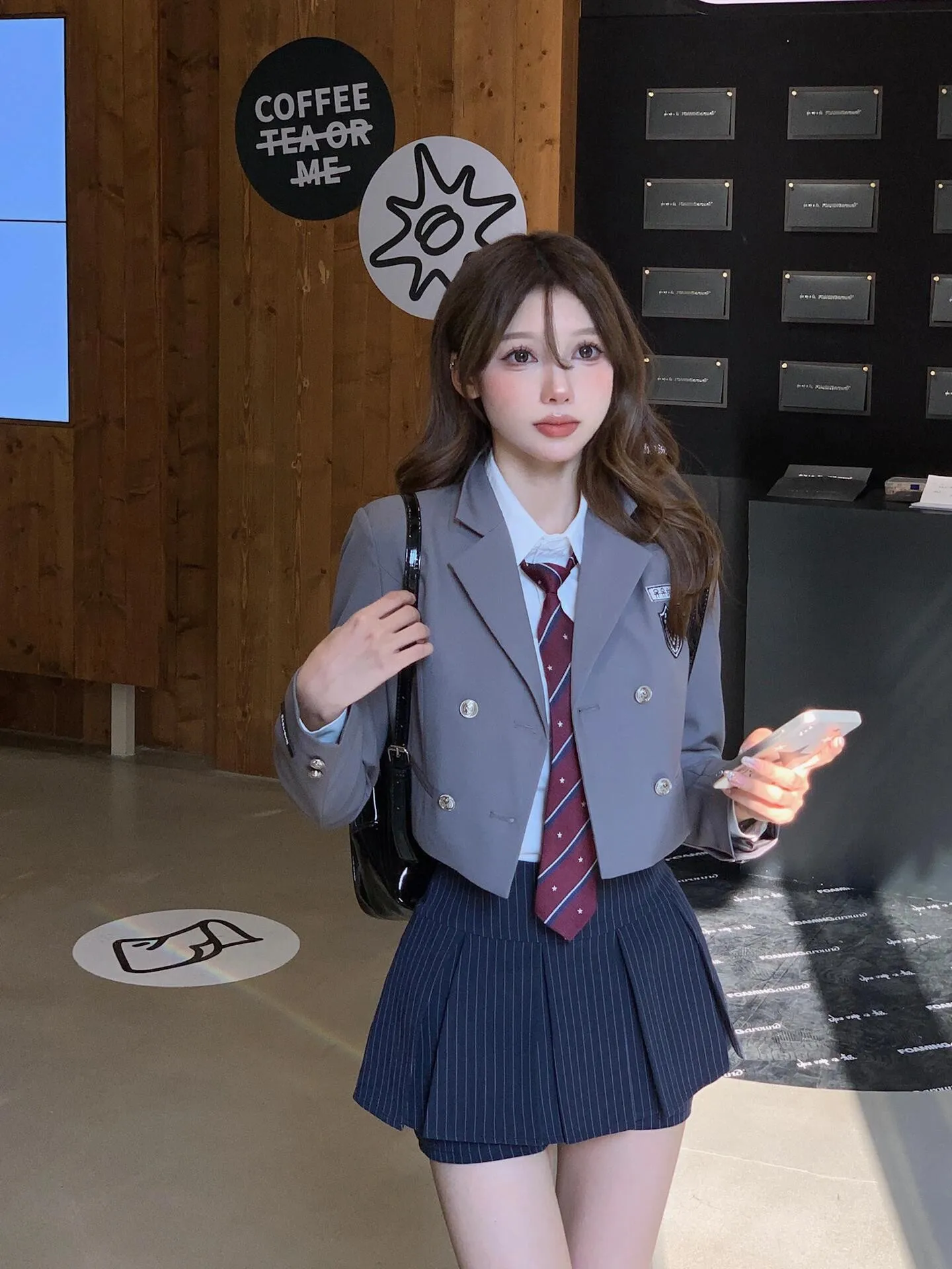 

Sweet Cool loween orm Jaet Skirt Set Women's School orm Sle Autumn Long Sve ort Skirt Flip Collar