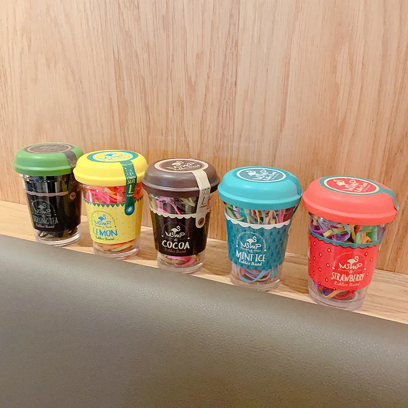 Hair Ties Premium Disposable Thickened Elastic Colorful Black Cute Coffee Jar Canister for Women Girls Party Travel