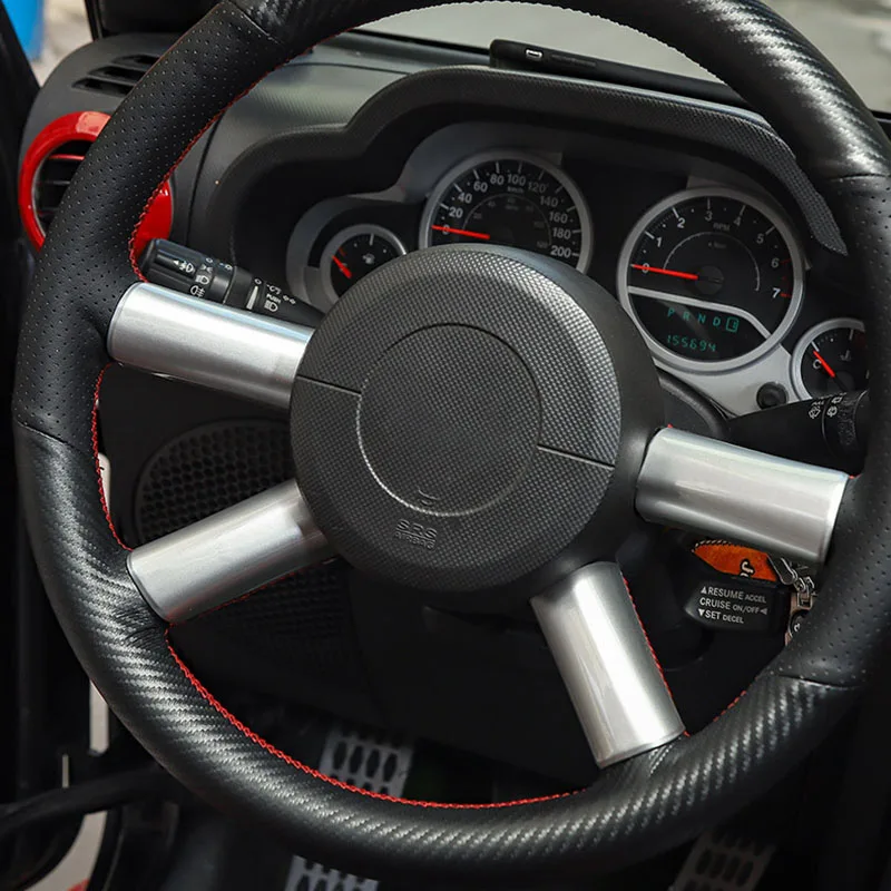 Interior do carro Volante Capa Guarnição, Adesivo Decoração, Acessórios para 2007-2010 Jeep Wrangler JK JKU, Prata