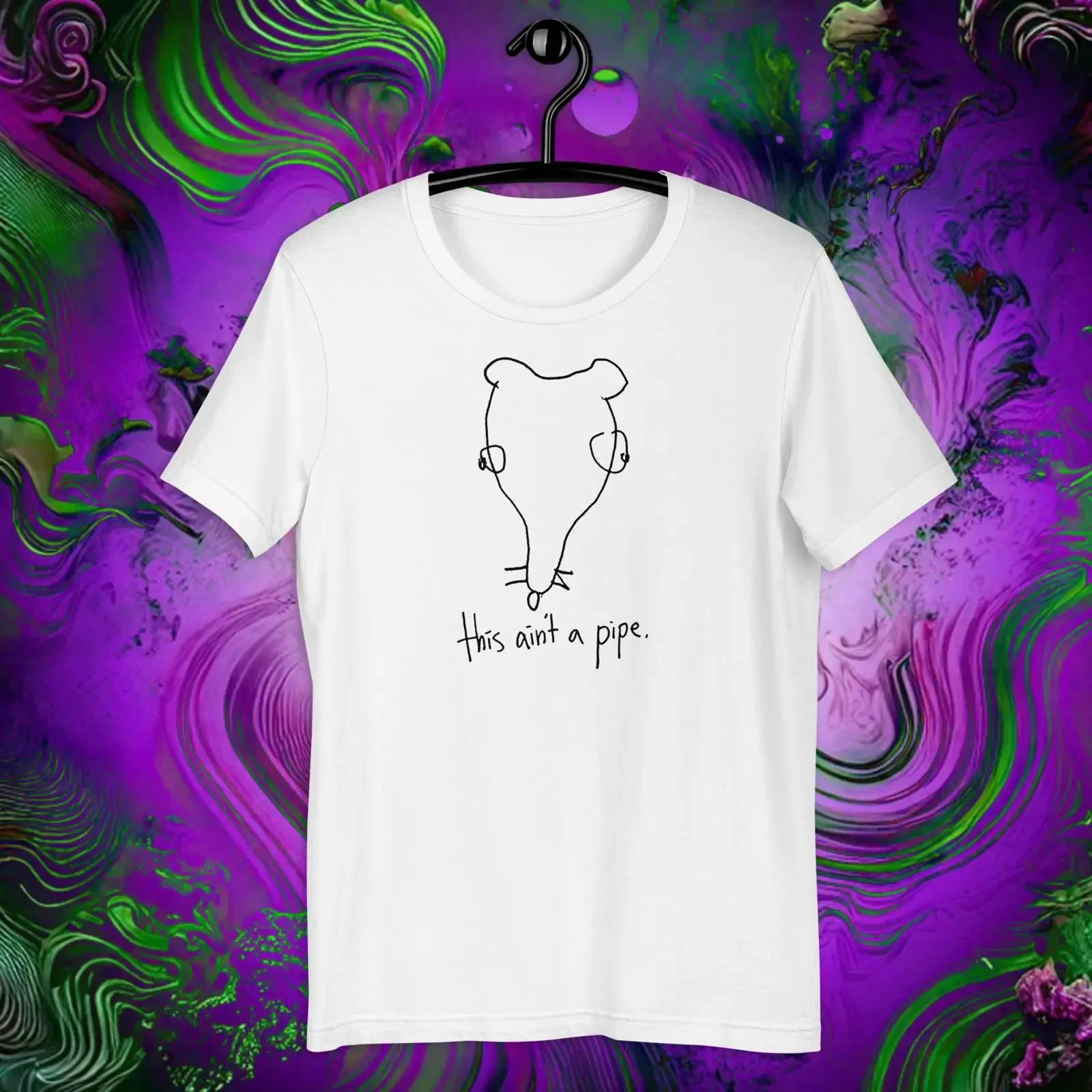 Magritte Inspired Surrealist Art T Shirt This Ain't A Pipe Minimalist Funny Casual Top vintage Washed fashion Soft Breathable
