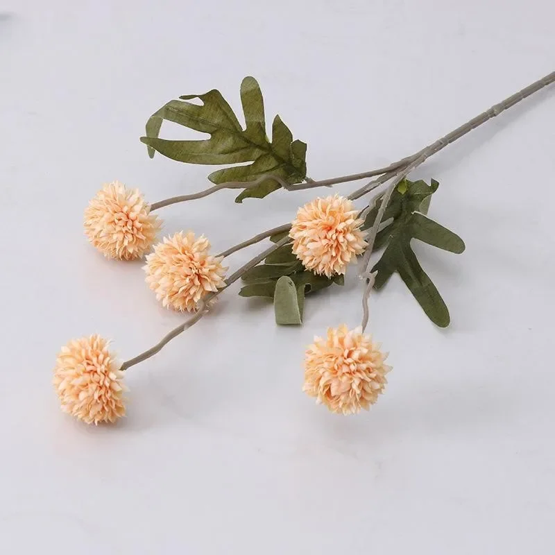 5 Heads Artificial Flower Bouquet Silk Dandelion Flower Ball Fake Flowers Home Garden Wedding Decors DIY Craft Wreath Christmas