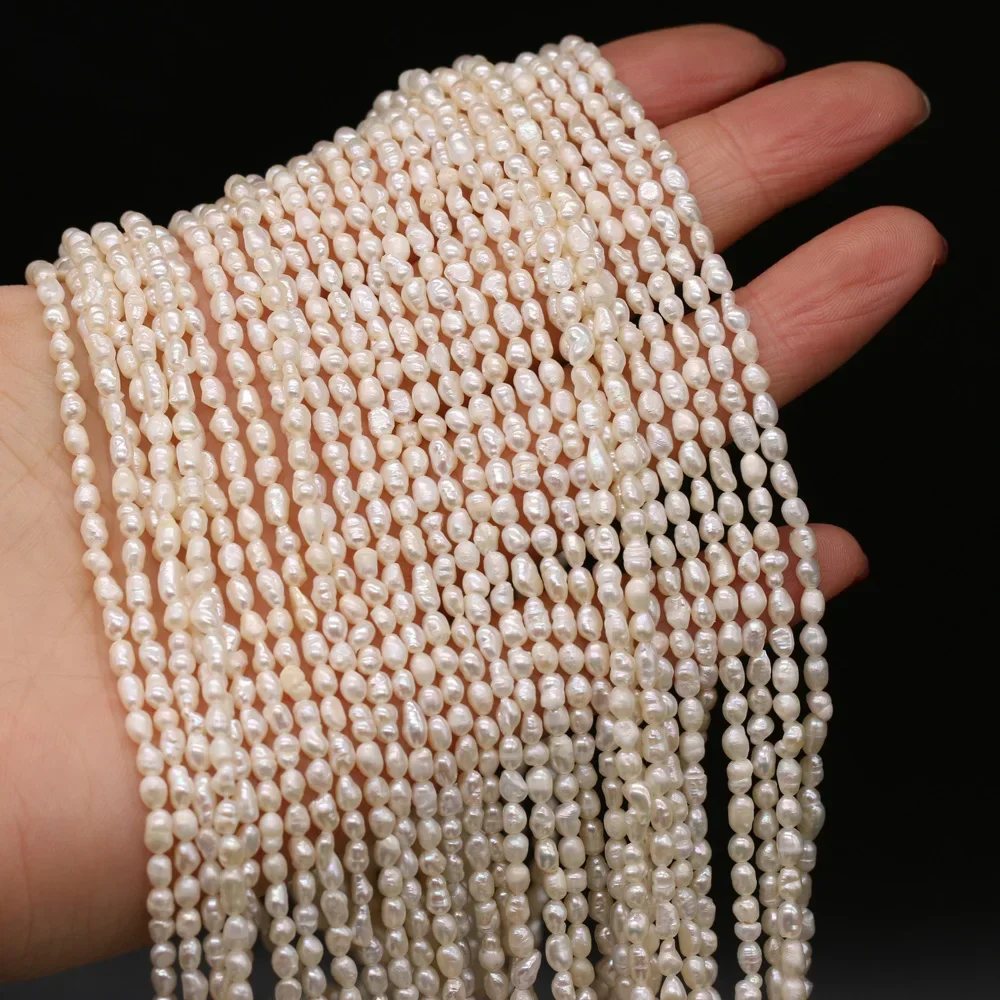 

3-4mm A Natural Freshwater Pearl Beaded Rice Punch Loose isolation beads For Jewelry Making DIY Bracelet Necklace Accessories