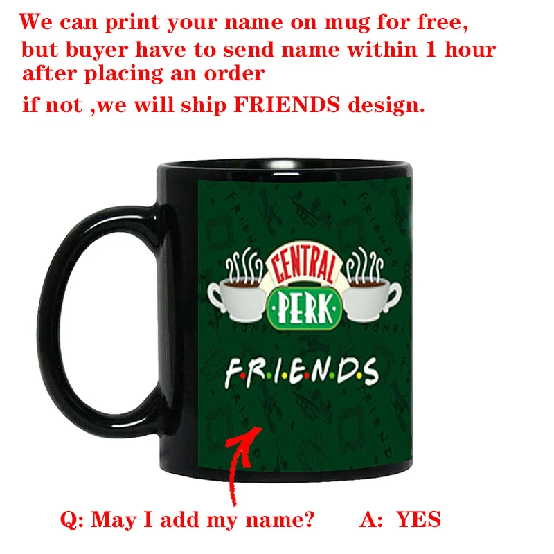 Personalized Name Mug Central Perk Design Coffee Mug  Customize Tea Cup Black Milk Beer Mugs Lovers Friends Gifts