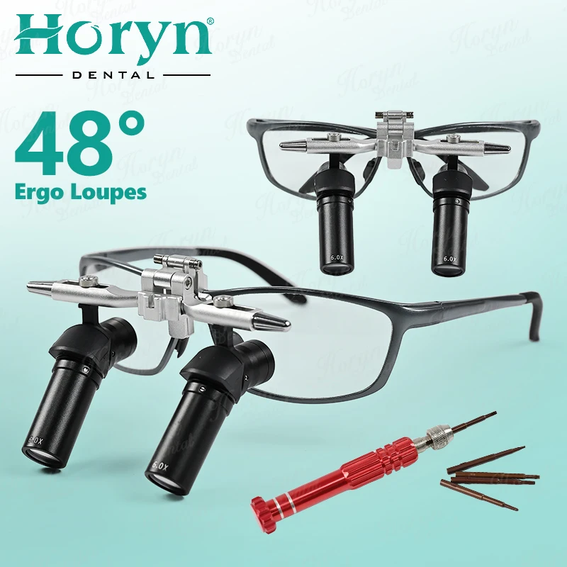 

Dental 48 ° Ergo Loupes 4X 5X 6X Distance Surgical Magnifying Glasses Dentistry Loupe Prevent Lowering The Head
