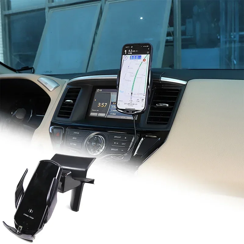 

Держатель для телефона с беспроводной зарядкой и GPS-навигацией для центрального экрана автомобиля Nissan Pathfinder 2013-2018, правая сторона.