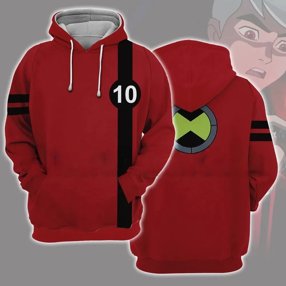 أنيمي Omnitrix Ben10 تأثيري هوديي النساء الرجال Harajuku البلوز بنين بنات Y2K الشارع الشهير الهيب هوب البلوز مقنعين سترة