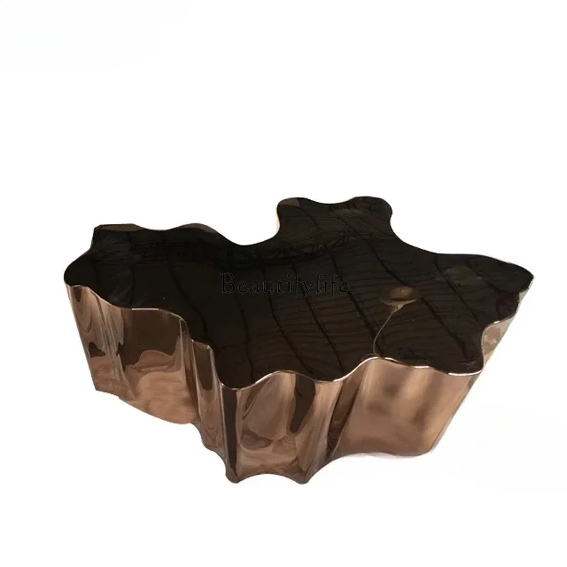 GG8LDesigner creative light luxury stainless steel stump special-shaped coffee table villa clubhouse hotel lobby furniture