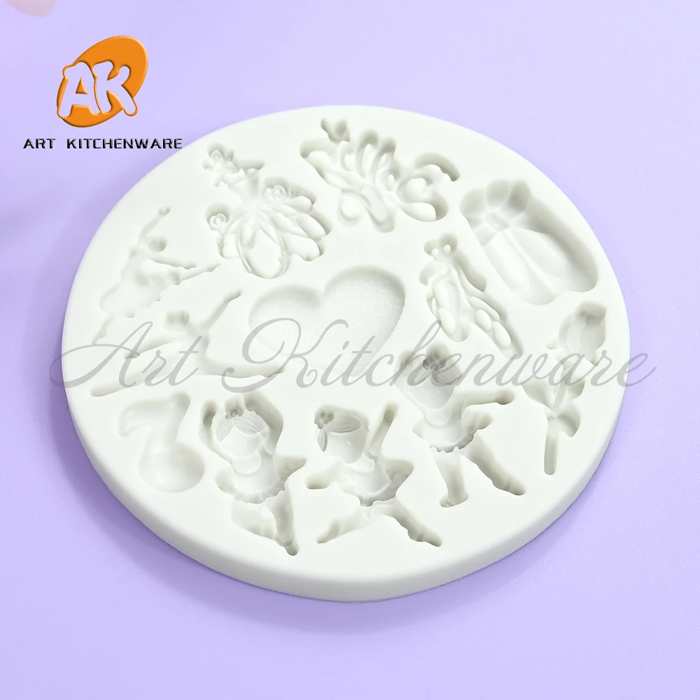 Ballet Girl Design Fondant Silicone Mold Soft Sweets Chocolate Mould Cake Decorating Tools DIY Resin Clay Model Kitchen Bakeware