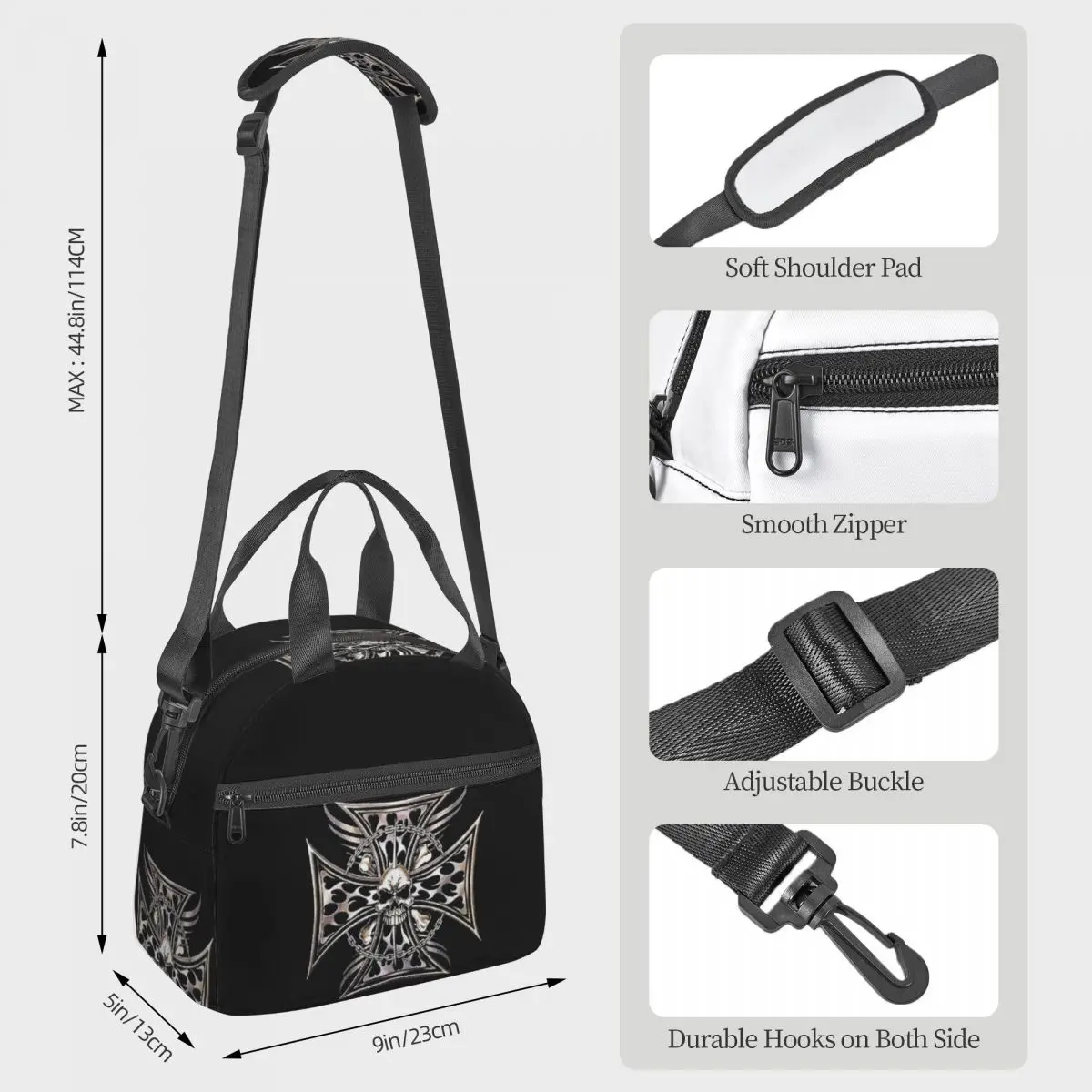 Personalized West Coast Iron Cross Choppers Lunch Bags Insulated Bento Box Lunch Tote Picnic Bags Thermal Bag for Woman Office