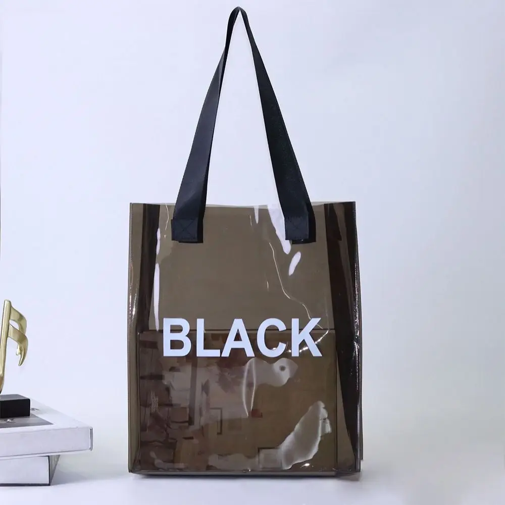 

Portable PVC Jelly Bag Large Capacity Transparent Handheld Bag Thickened Waterproof Shopping Bag Students