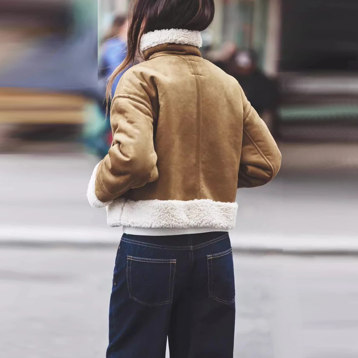 Double-Sided Zipper Faionable Women's Jaet 2025 Autumn Collection Versatile Outerwear Casual Long Sve Stand Collar