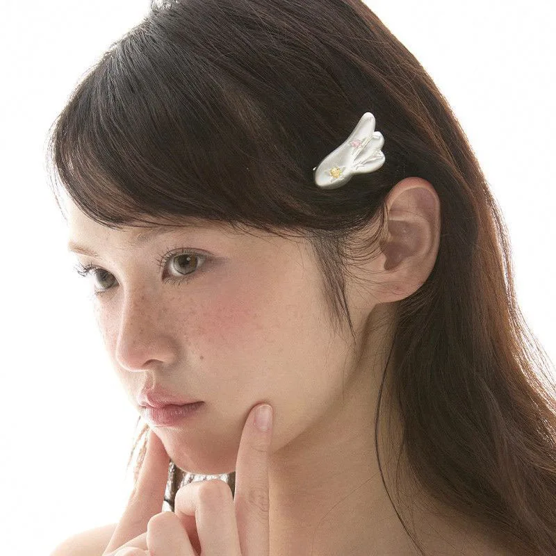 2 Pcs Star Angel Wings Zircon Hair Clip Cute Kawaii Stacking Clip Fashion Trendy Versatile Hair Accessories Hair Clip For Girls - view 3