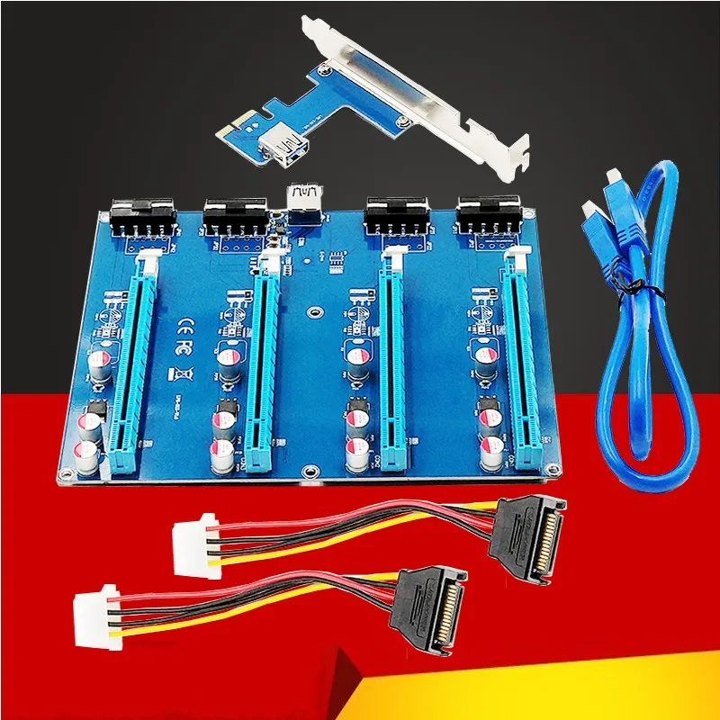 PCI-E 1x zestaw rozszerzeń PCI Express 1 do 4 portów PCI Express przełącznik mnożnik HUB karta rozszerzająca Adapter PCIE x1 do x16 dla BTC Miner