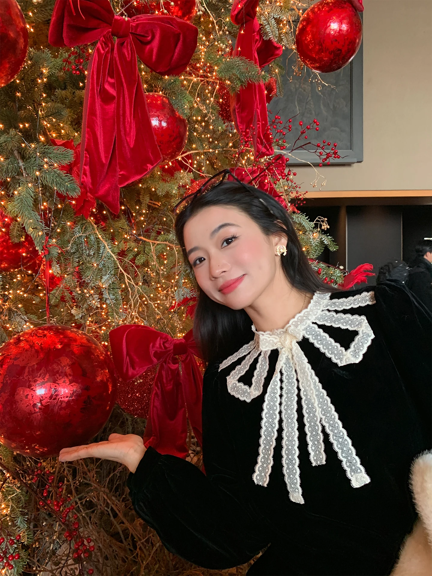 

Ele Bla Velvet irt Женский модный топ Sle Повседневный свободный крой Long Sve Knot Ne Design irt