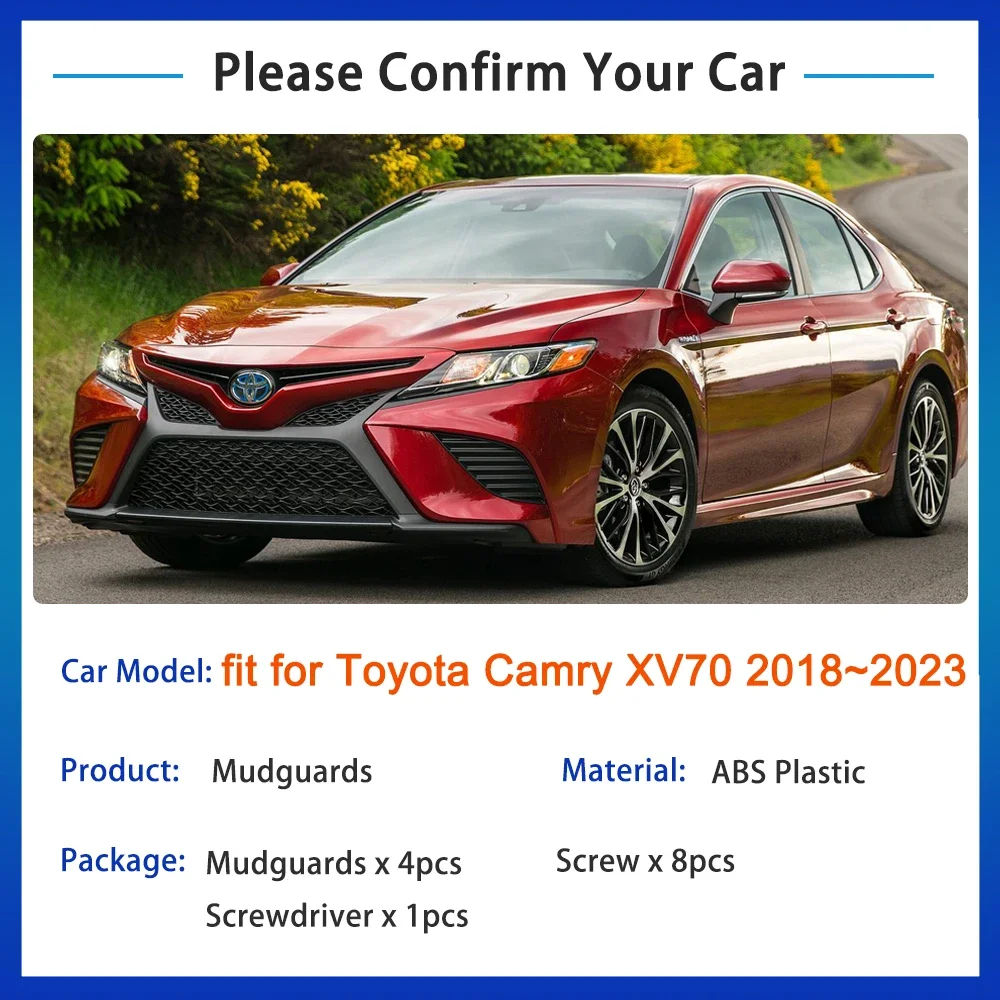 Mud Flaps for Toyota Camry XV70 2018 2019 2020 2021 2022 2023 Mudguards Splash Fender Guard Front Wheel Car Styling Accessories