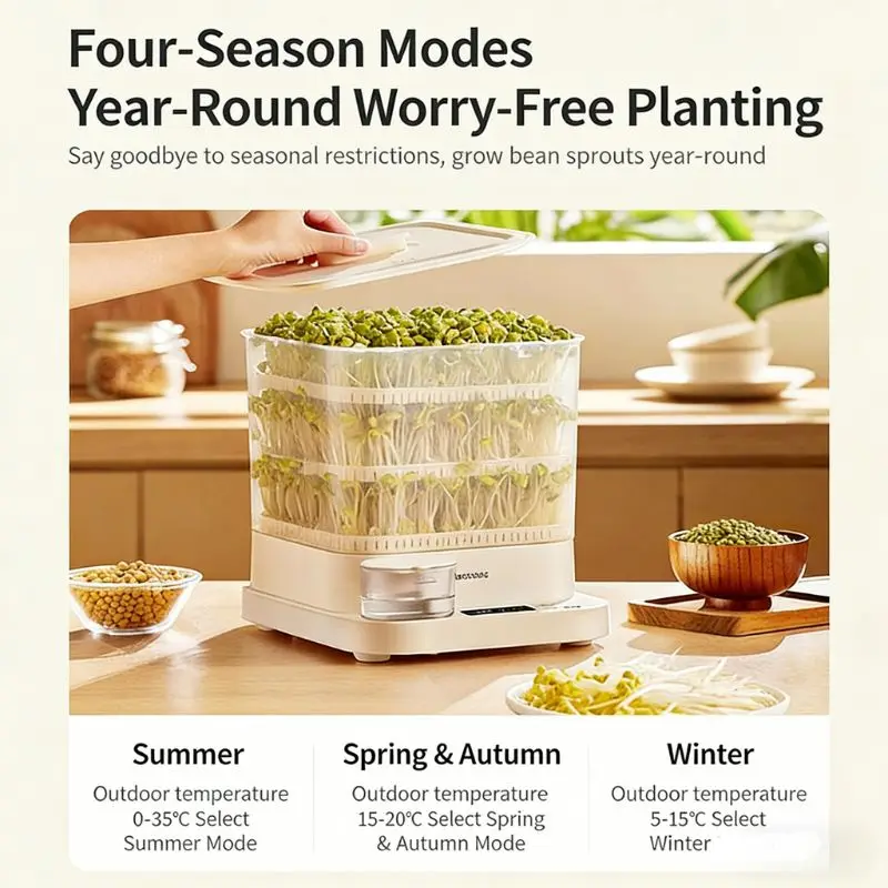 Mini Mung Bean Sprout Germination Kit Automatic Smart Grower for Home DIY Fresh Sprout Making
