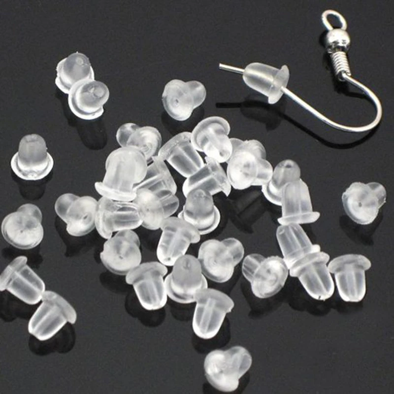 50PCS/100Pcs ซิลิโคนยางต่างหู Clasp รูปแบบ Ear อ่อนนุชปลั๊กต่างหู Earstud Findings ต่างหูเครื่องประดับอุปกรณ์เสริม