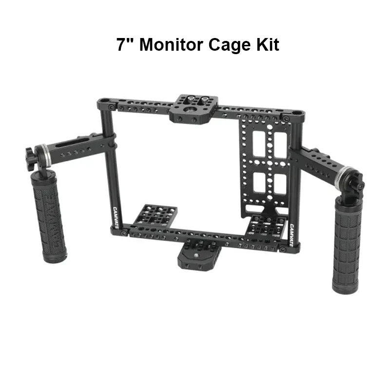 CAMVATE 7inch Monitor Cage Kit with Adjust Dual Rosette Mount Rubber Handgrips With Cheese Plate Shoulder Monitor Cage