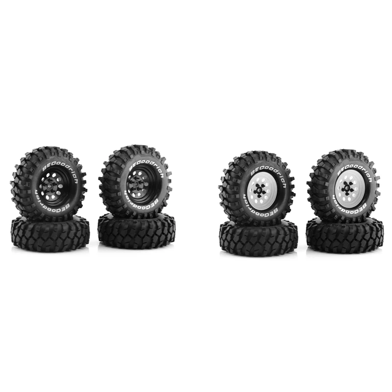 4Pcs Metal 110Mm Beadlock Deep Dish Wheel Tire Set For /10 Short Course Truck ARRMA SENTON 10 Round Holes Parts White