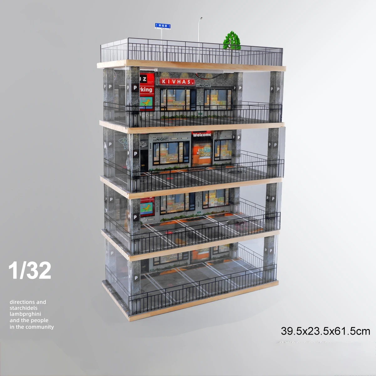 Miniature Scale 1:32 Diorama Scene Parking Garage Car Model Acrylic Display Box Toy Car Storage Accessories