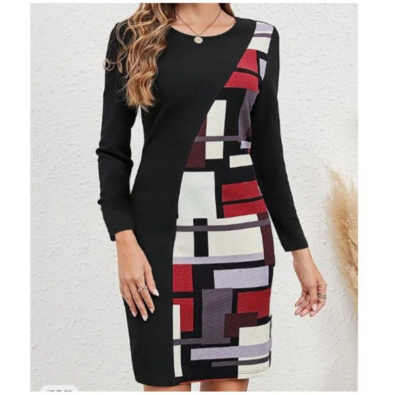 Vrouwen Slanke Vintage Befree Jurk Sexy Lente Winter Volledige Lange Mouw Gedrukt Boho Casual Holiday Party Elegante Midi Jurken