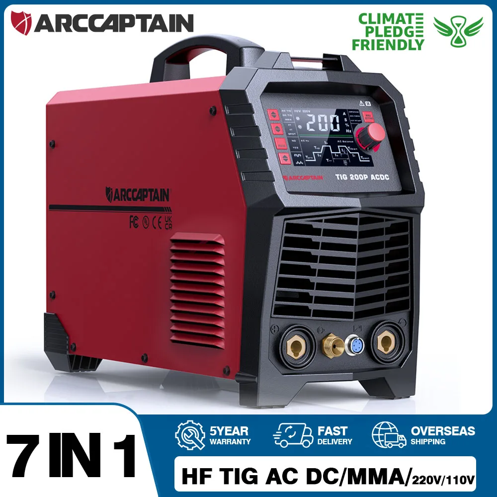 ARCCAPTAIN 7 in 1 HF TIG AC DC Aluminum Welding Machine Pulse Argon Stainless Precise Digital IGBT Inverter ARC Welder 2T 4T