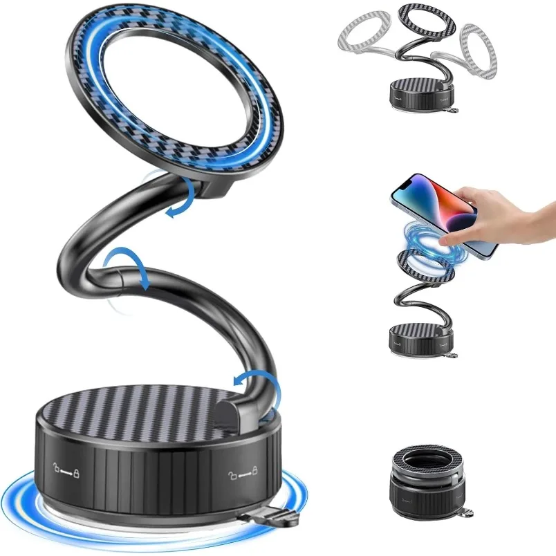 

360 ° Регулируемый магнитный автомобильный держатель для телефона Magsafe, автомобильное крепление для iPhone 17, 16, 15, 14, 13, аксессуары для автомобиля/тренажерного зала/зеркала/душа